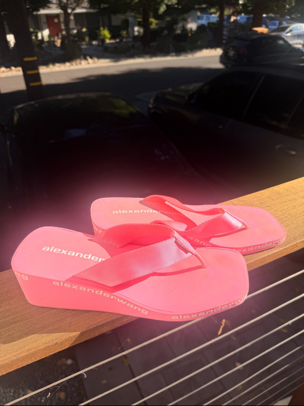 Alexander Wang Neon Pink Platform Flip Flop Sandals
